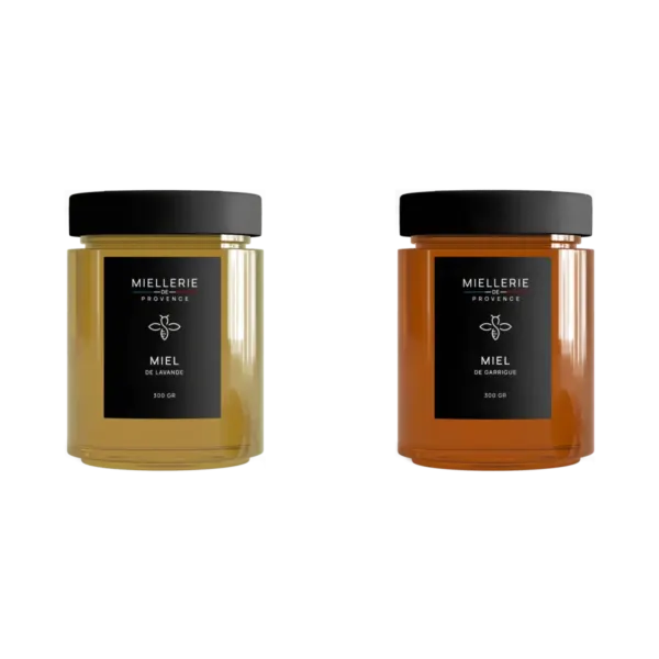 Duo de miels lavande et garrigue, 2 pots de 300 g