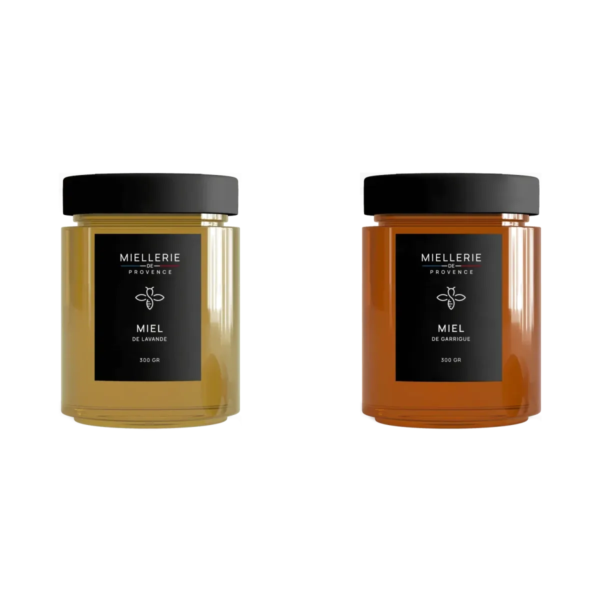 Duo de miels lavande et garrigue, 2 pots de 300 g