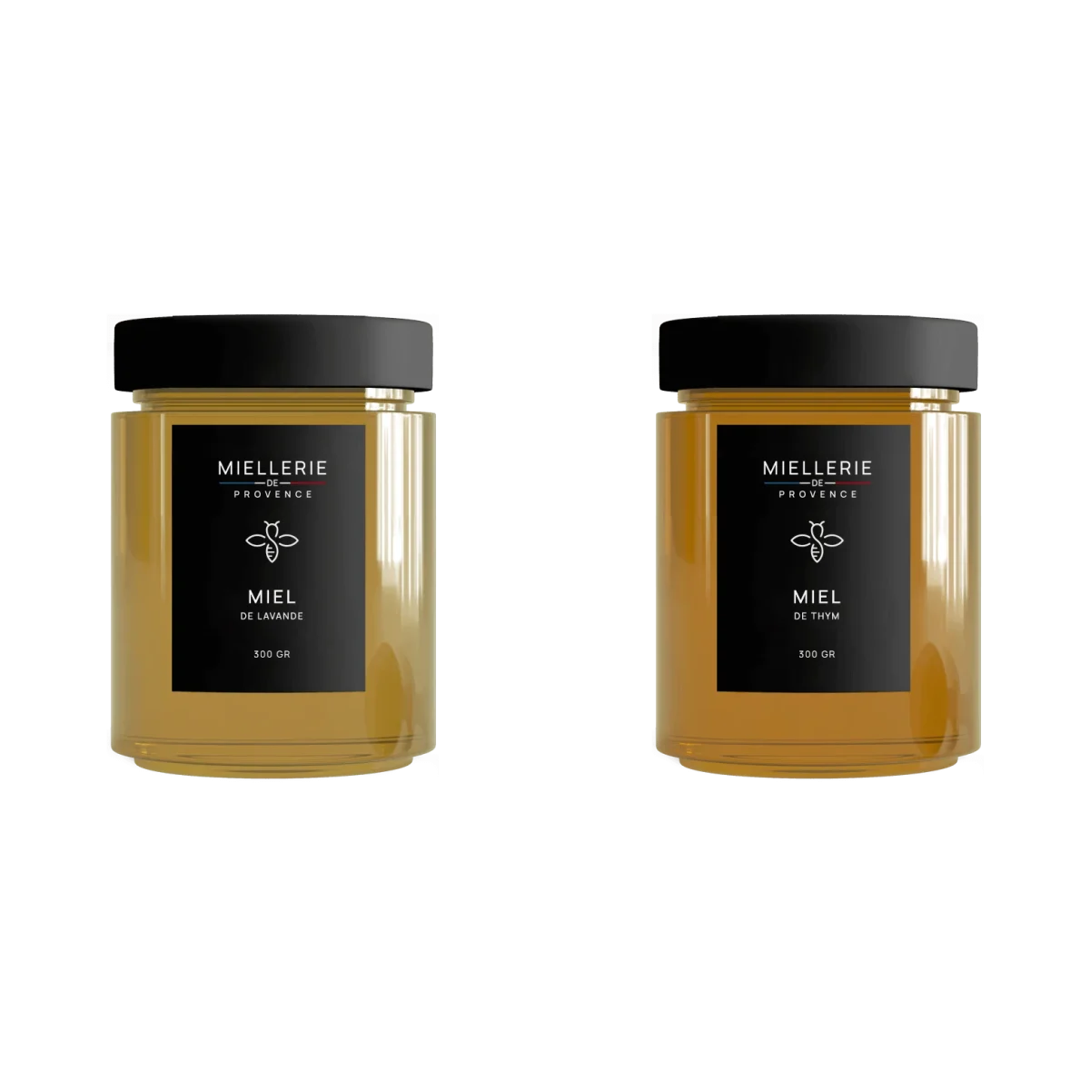 Duo miel de lavande et miel de thym, 2 pots de 300 g